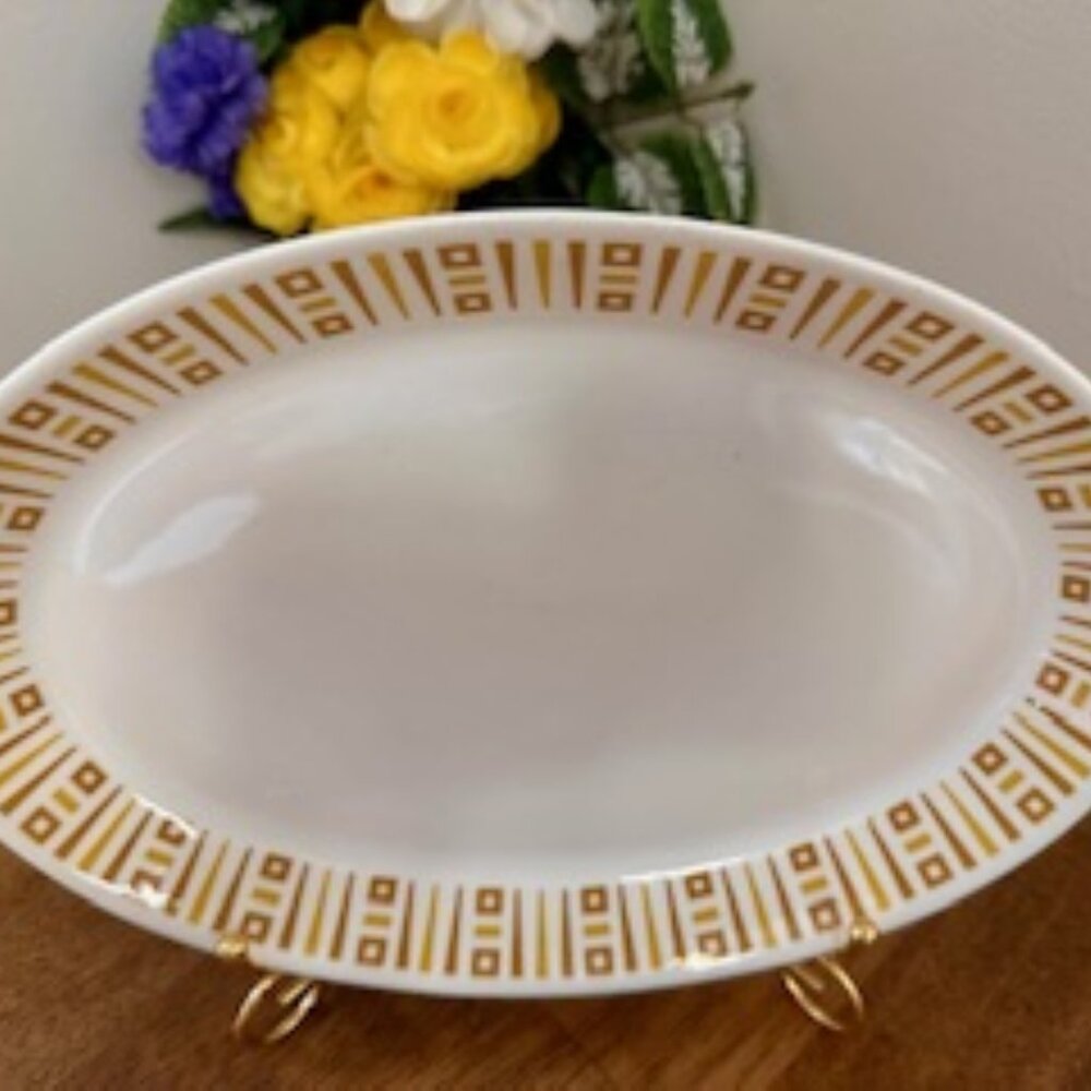 Vintage Syracuse‎ China Canada Series Mid-Century Geometric Oval Platter
